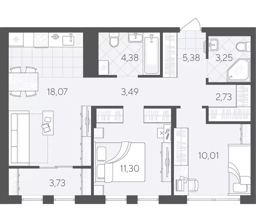 2-к кв. Тюменская область, Тюмень Скандиа.Квартал в Комарово Парк ... - Фото 1