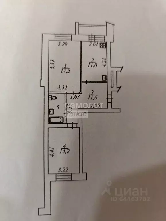 2-к кв. Вологодская область, Вологда Дальняя ул., 20г (59.6 м) - Фото 2
