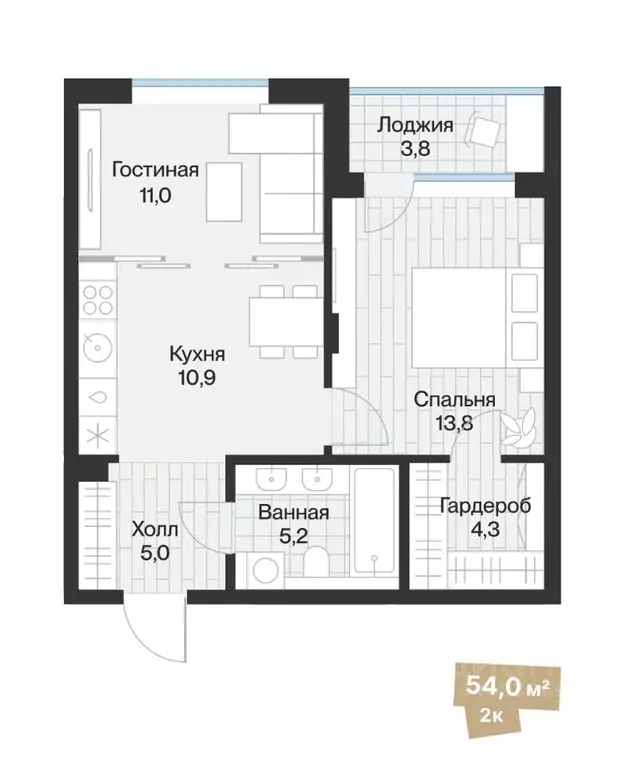 1-к кв. Тюменская область, Тюмень ул. Игоря Комиссарова, 23 (51.99 м) - Фото 0