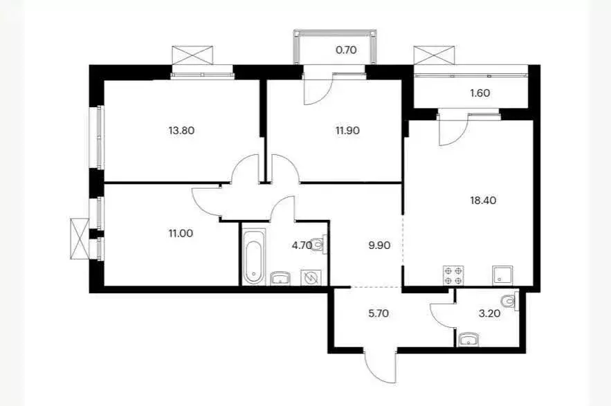 3-комнатная квартира: Тюмень, Полевая улица, 117к8 (78.6 м) - Фото 1
