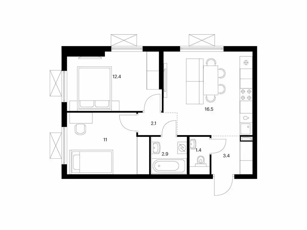 2-комнатная квартира: Мытищи, жилой комплекс Яуза Парк, к6 (49.7 м) - Фото 1