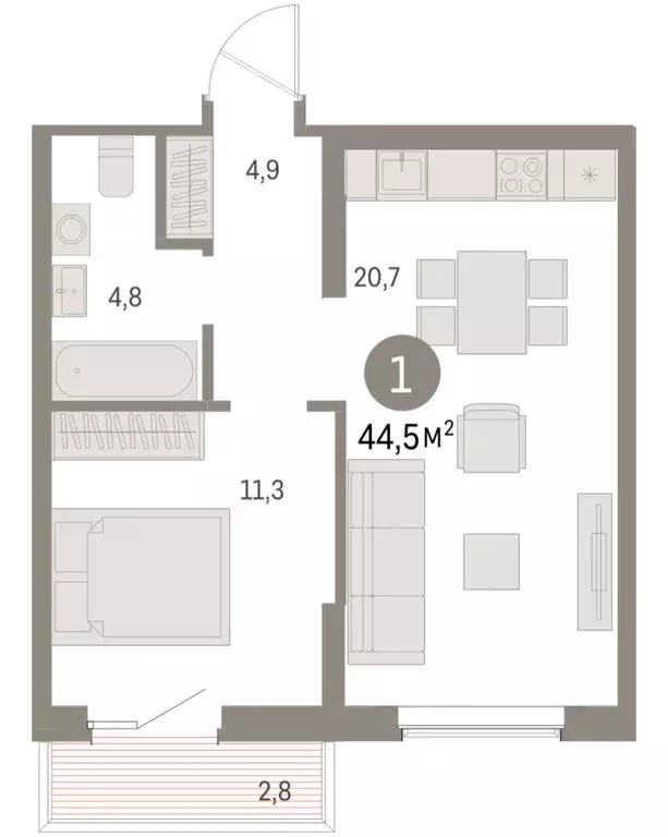 1-комнатная квартира: Курган, жилой район Центральный, ЖК Дом Кино ... - Фото 2