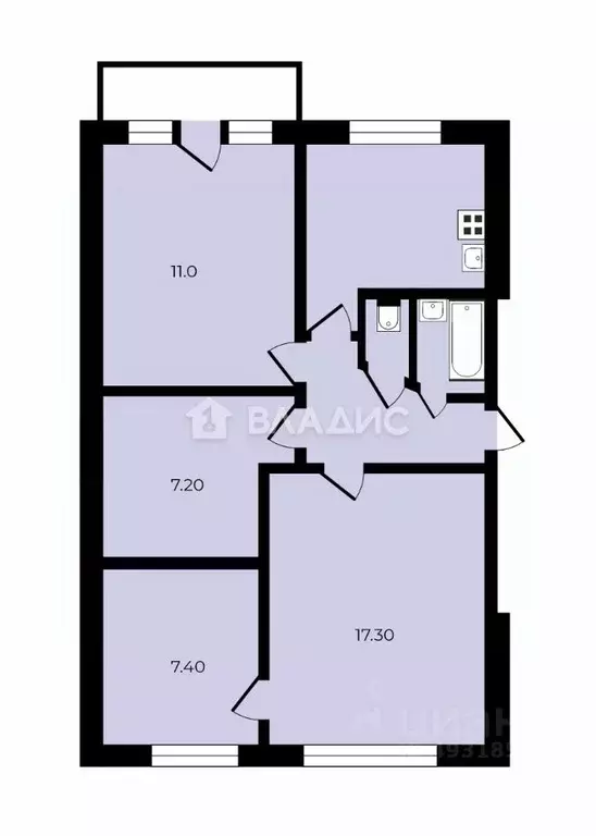 4-к кв. Владимирская область, Владимир Сущевская ул., 1 (57.7 м) - Фото 2