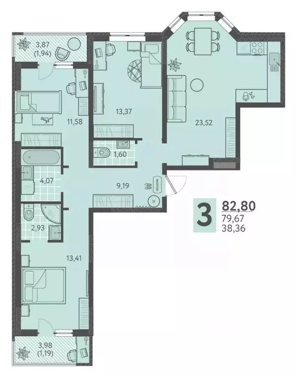 3-к кв. Краснодарский край, Краснодар ул. Имени Виктора Анфиногенова, ... - Фото 1