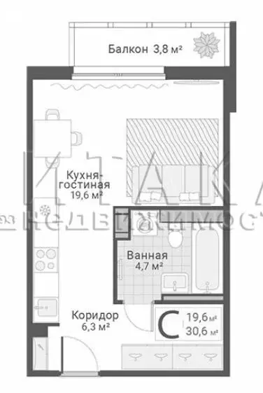 Квартира-студия: Санкт-Петербург, улица Руднева, 15 (30.6 м) - Фото 0
