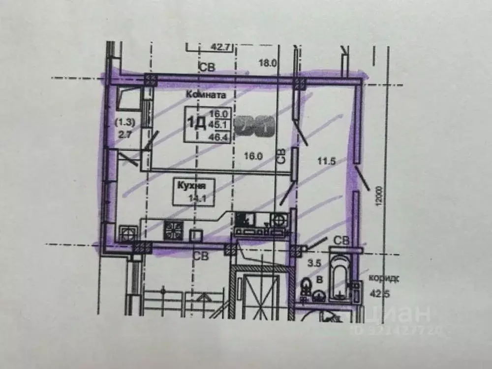 1-к кв. Ставропольский край, Пятигорск Первомайский пер., 18 (46.4 м) - Фото 2