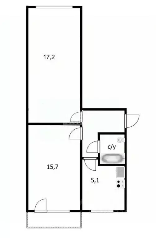2-к кв. Томская область, Томск ул. 79-й Гвардейской Дивизии, 22 (43.9 ... - Фото 1