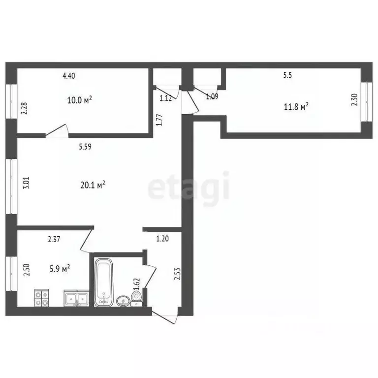 3-к кв. Вологодская область, Бабаево Советская ул., 11 (55.0 м) - Фото 2