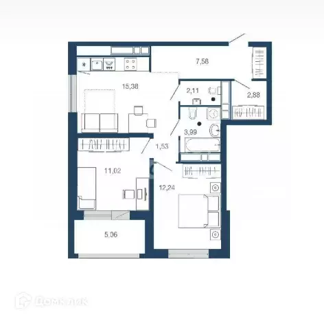 Продаётся 2-к квартира, 61.79 м - Фото 0