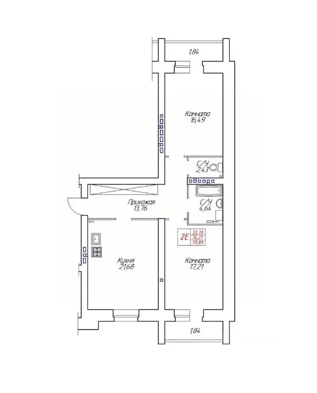 2-к кв. Вологодская область, Череповец Устюженская ул., 14 (79.89 м) - Фото 1