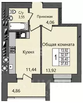 1-к кв. Марий Эл, Йошкар-Ола Сернурский тракт, 10Д (37.83 м) - Фото 1