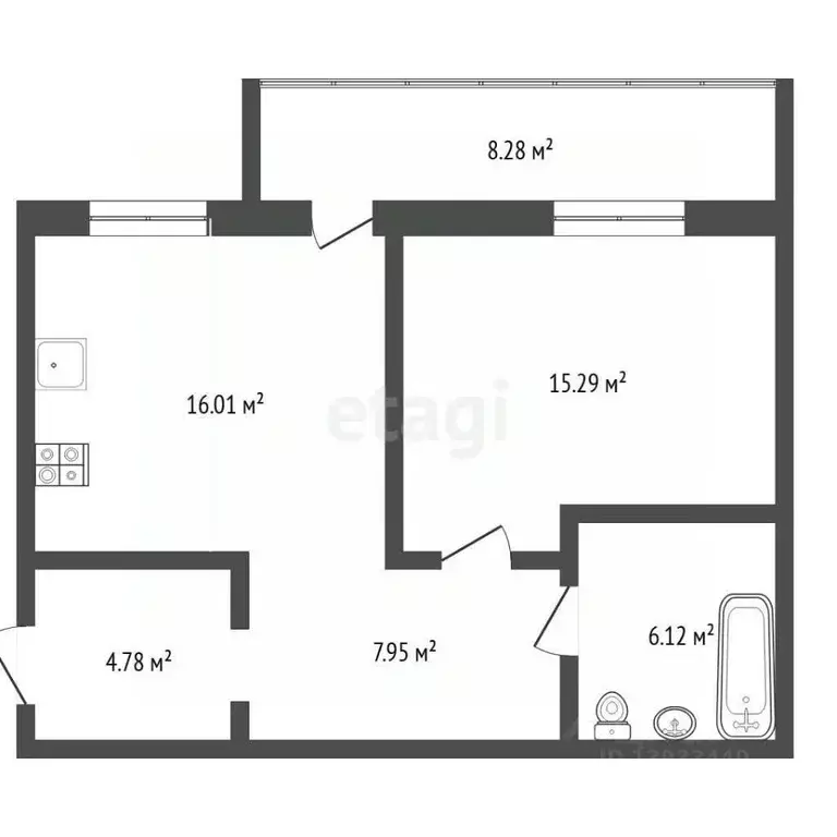 1-к кв. Тюменская область, Тюмень ул. Тимофея Кармацкого, 5 (49.9 м) - Фото 2