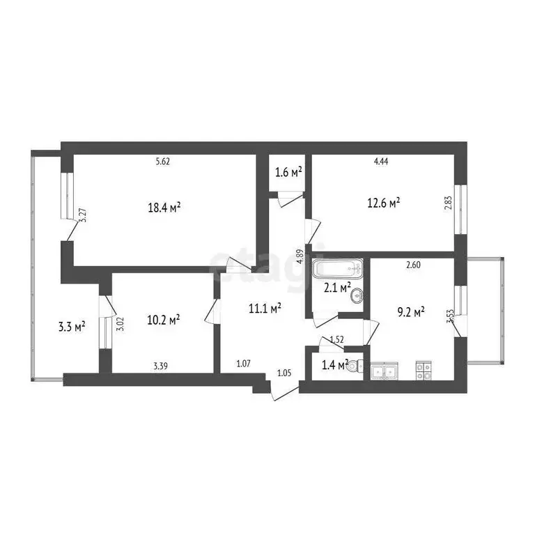 3-комнатная квартира: Судак, Серный переулок, 5 (67.2 м) - Фото 1
