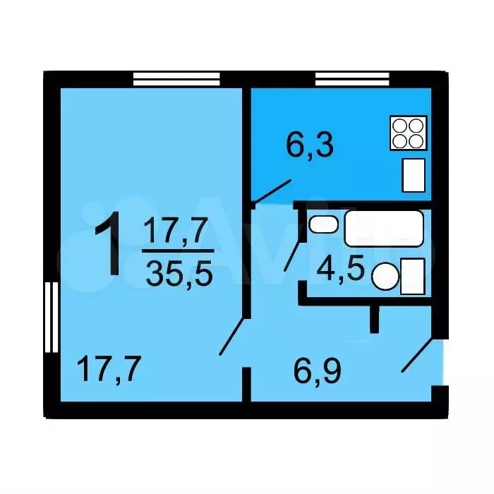 Аукцион: 1-к. квартира, 34,1 м, 3/5 эт. - Фото 0