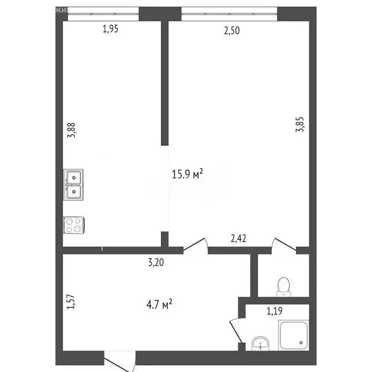 Квартира-студия: Стерлитамак, улица Дружбы, 36Б (23.2 м) - Фото 1