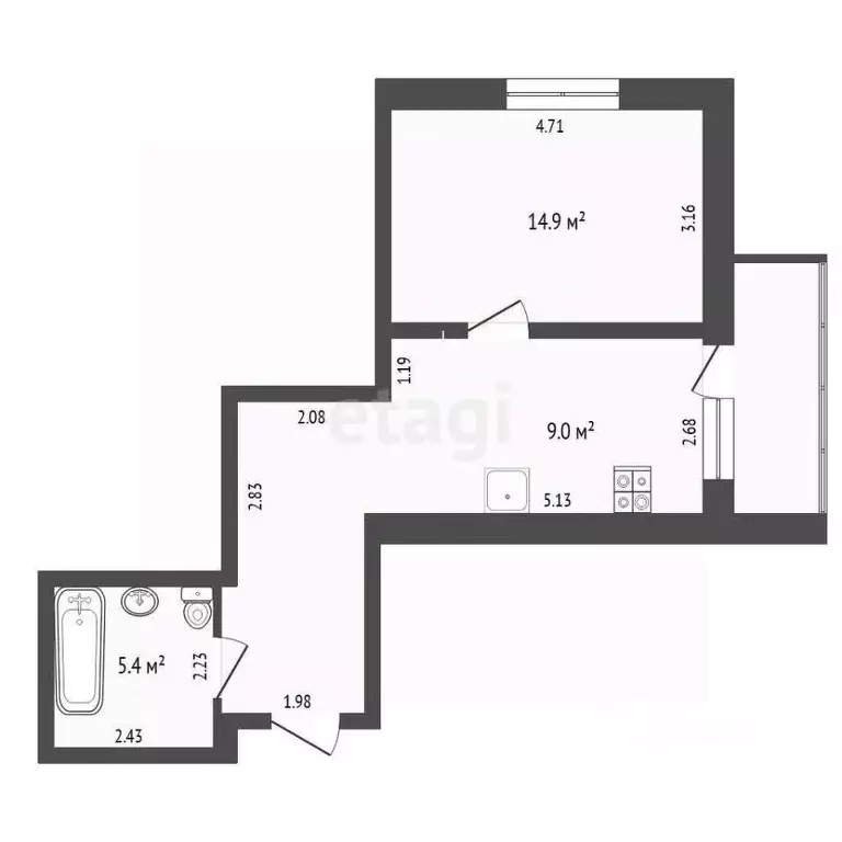 1-к кв. Тюменская область, Тюмень Широтная ул., 213к1 (41.6 м) - Фото 2