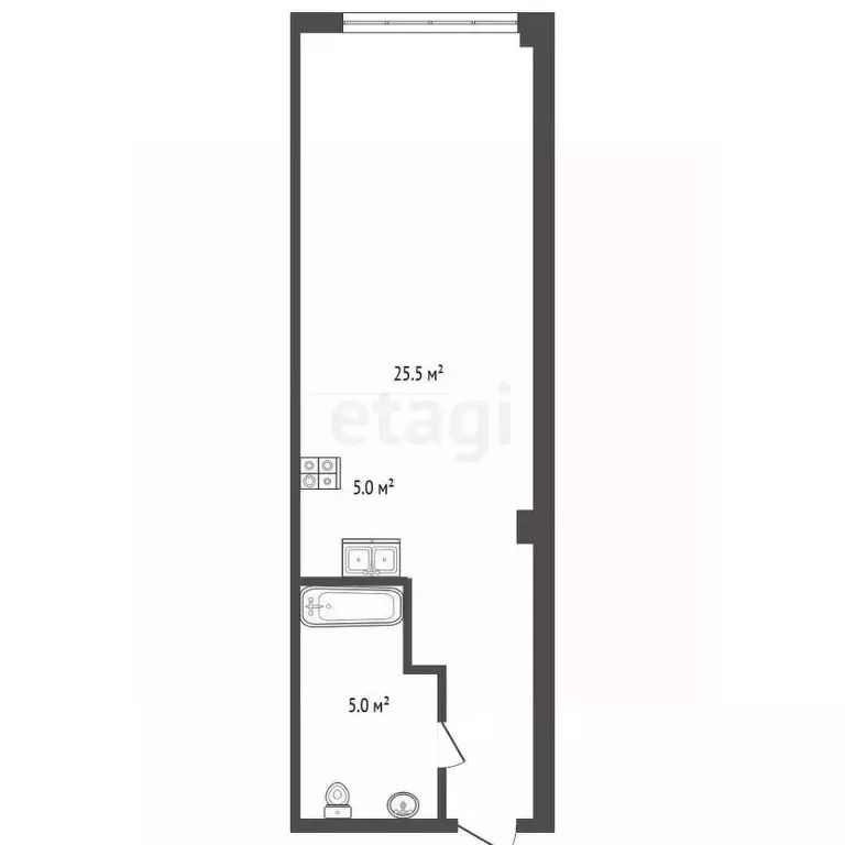 Студия Крым, Ялта ул. Киевская, 44 (31.5 м) - Фото 1