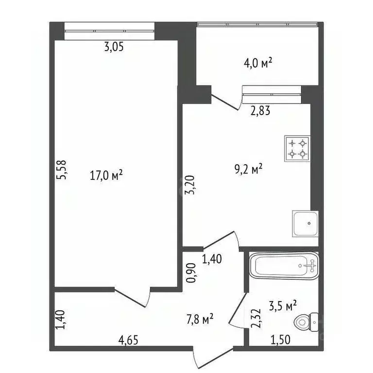 1-к кв. Башкортостан, Уфа Транспортная ул., 30/5 (39.9 м) - Фото 2