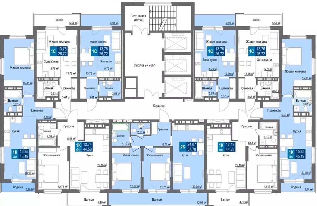 1-к кв. Новосибирская область, Новосибирск Светлановская ул., 52/4 ... - Фото 2