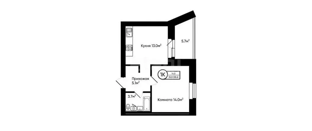 1-комнатная квартира: Ковров, Дубовая улица, 2 (38.6 м) - Фото 0