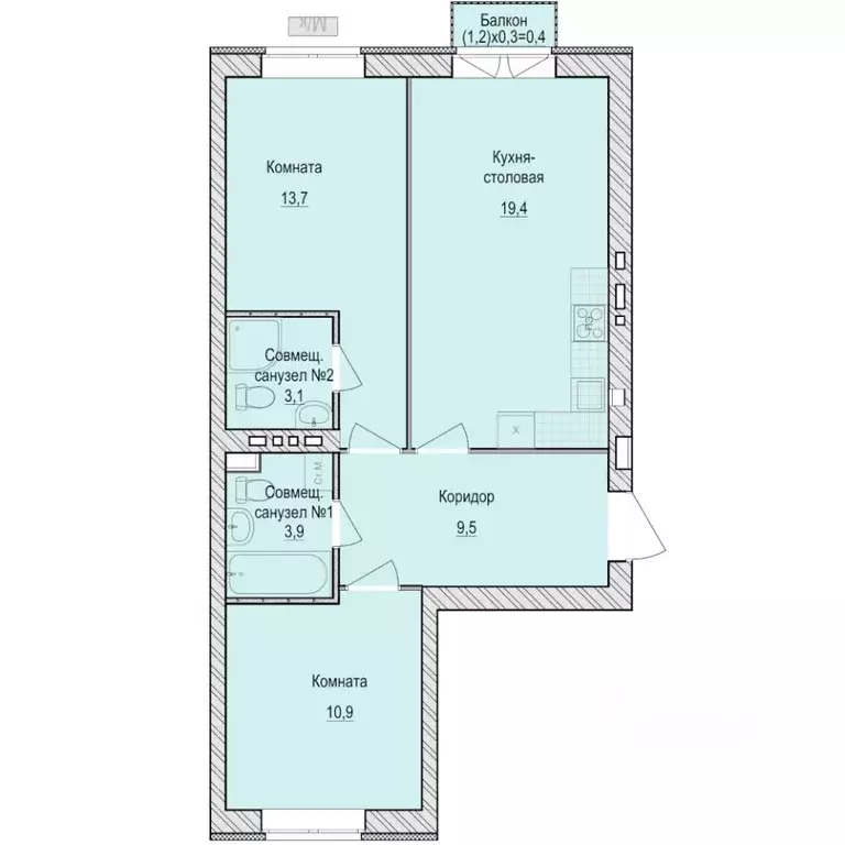 2-к кв. Удмуртия, Завьяловский район, с. Первомайский Санвилл жилой ... - Фото 0