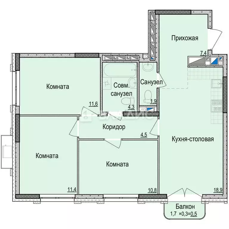 3-комнатная квартира: ижевск, красная улица, 118к1 (72 м) - Фото 0