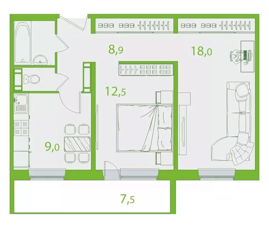 2-к кв. Томская область, Томск ул. Пришвина, 52 (52.71 м) - Фото 0