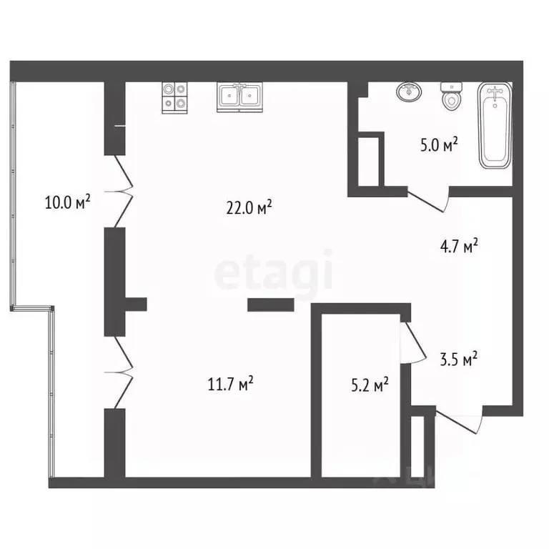 1-к кв. Тюменская область, Тюмень ул. Разведчика Кузнецова, 16 (52.1 ... - Фото 2
