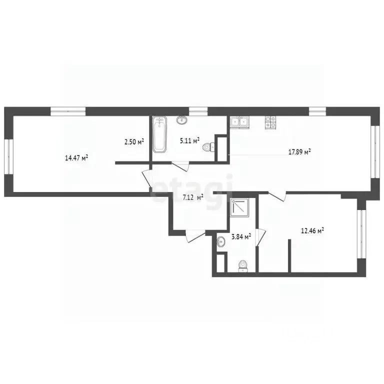 3-к кв. Тюменская область, Тюмень ул. Новоселов, 96 (63.4 м) - Фото 2
