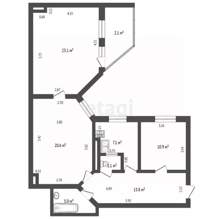 3-к кв. Калининградская область, Калининград Угловая ул., 5 (79.6 м) - Фото 2