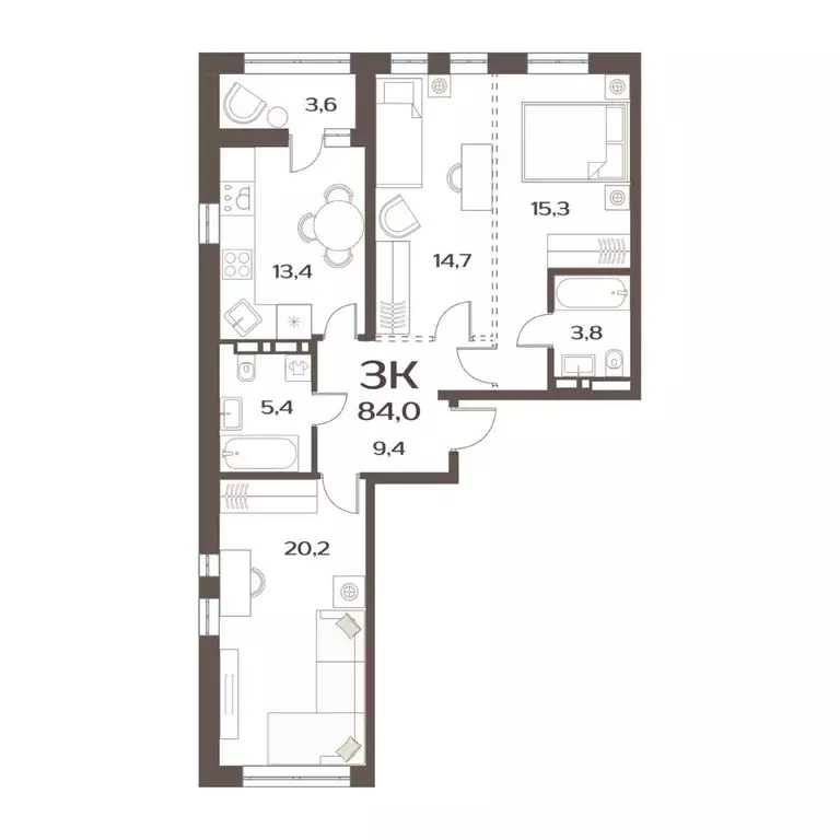 3-к кв. Приморский край, Владивосток ул. Слуцкого, 5А (82.9 м) - Фото 1