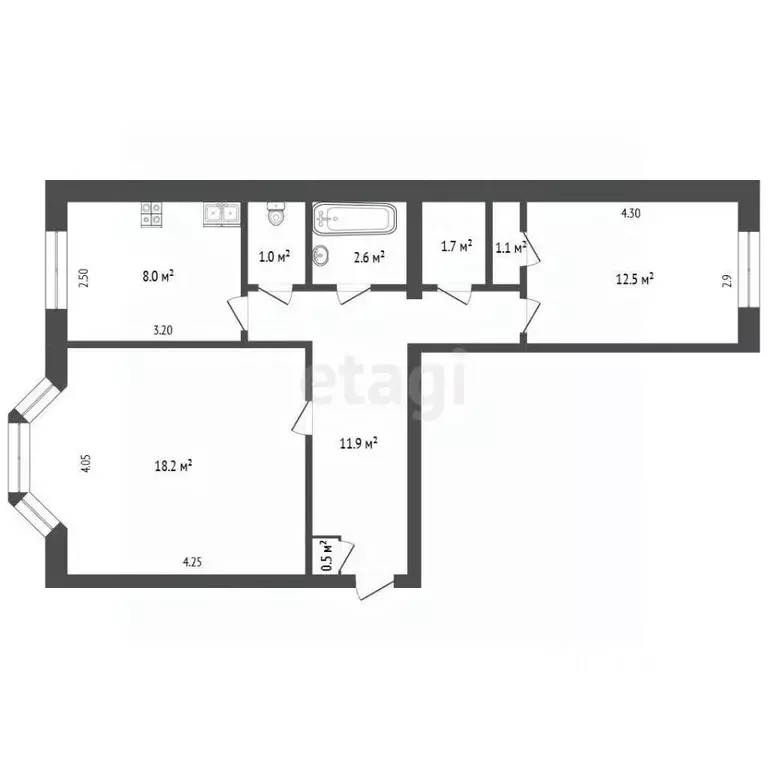 2-к кв. Ямало-Ненецкий АО, Новый Уренгой Юбилейная ул., 1 (57.5 м) - Фото 0