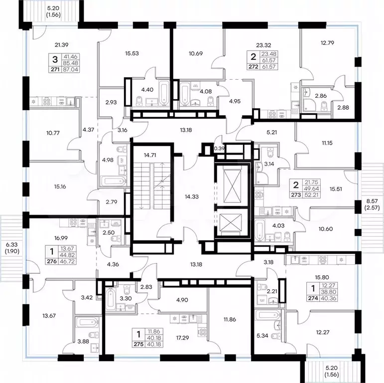 1-к. квартира, 40,4 м, 5/8 эт. - Фото 1