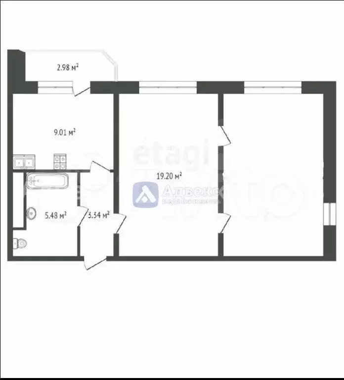 2-к. квартира, 56 м, 3/14 эт. - Фото 0