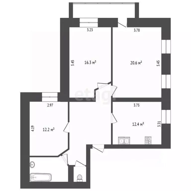 3-к кв. Калужская область, Калуга ул. Герцена, 21 (81.7 м) - Фото 2