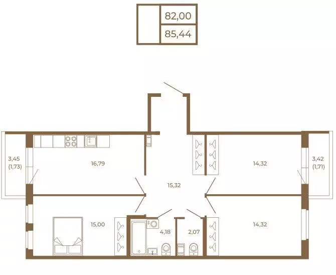 3-комнатная квартира: Сертолово, Златоглавая улица, 2к1 (85.44 м) - Фото 1