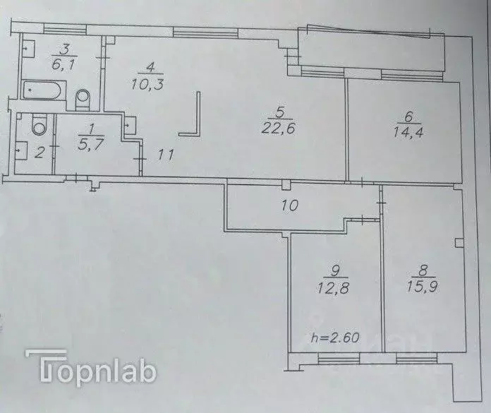 4-к кв. Красноярский край, Красноярск ул. Республики, 43 (100.8 м) - Фото 2