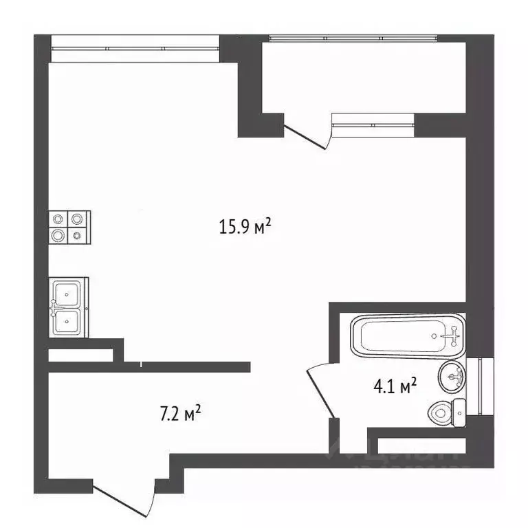 1-к кв. Московская область, Долгопрудный Парковая ул., 42к1 (42.0 м) - Фото 2