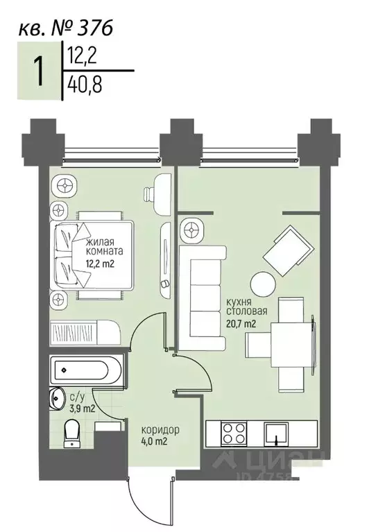 1-к кв. Нижегородская область, Нижний Новгород Спортивный мкр, ... - Фото 1