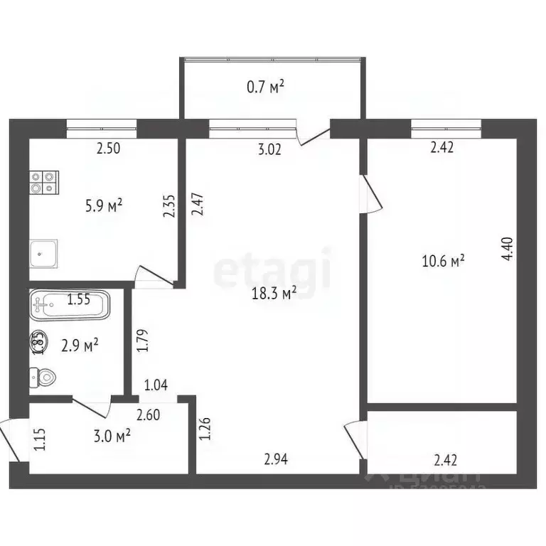 2-к кв. Забайкальский край, Чита Набережная ул., 66Б (43.2 м) - Фото 1