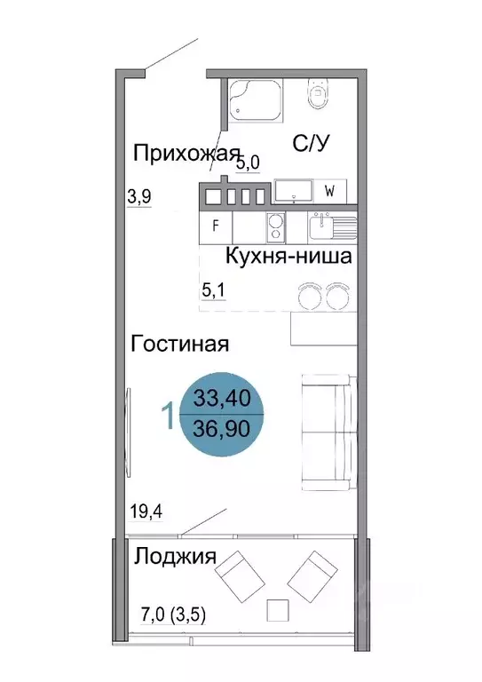 1-к кв. Крым, Керчь Белый город жилой комплекс (36.9 м) - Фото 0