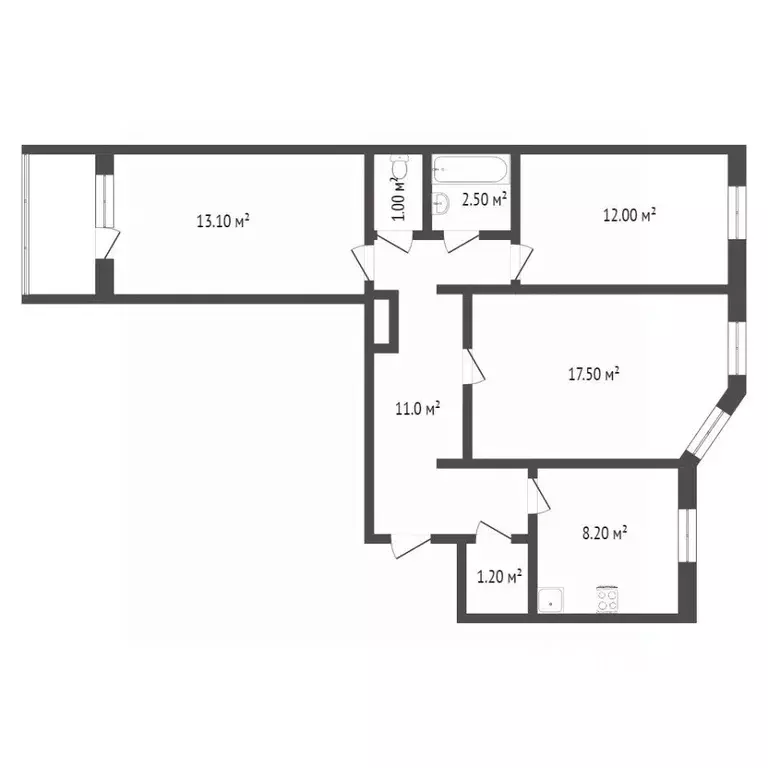 3-к кв. Ямало-Ненецкий АО, Новый Уренгой Юбилейный мкр, 3/5 (69.6 м) - Фото 2