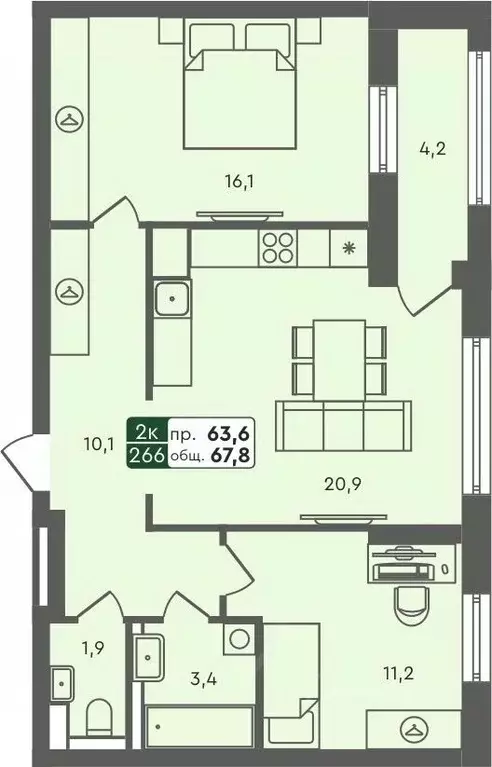 2-к кв. Курганская область, Курган Заозерный жилрайон, 6А мкр, 25/4 ... - Фото 0
