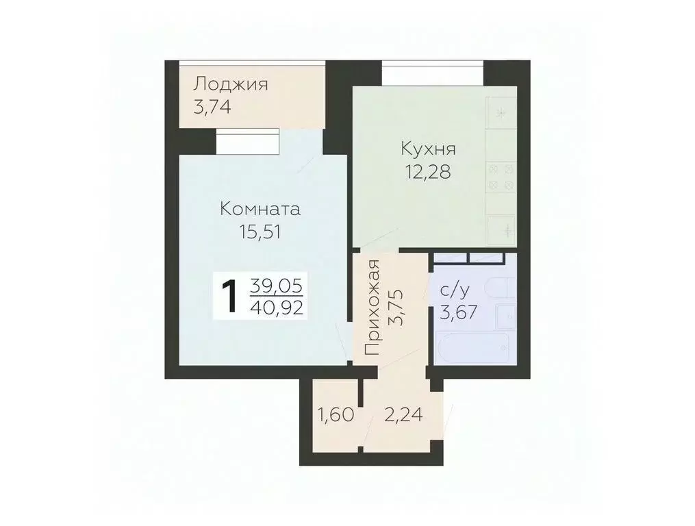 1-к кв. Орловская область, Орел ул. Панчука, 83Б (40.92 м) - Фото 0