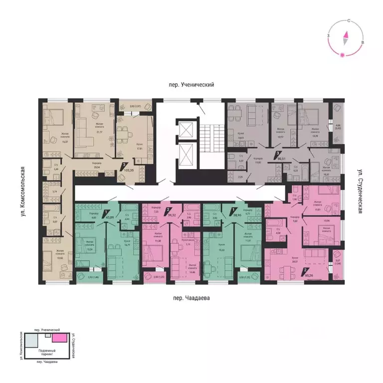 1-к кв. Свердловская область, Екатеринбург пер. Ученический, 4 (38.96 ... - Фото 2