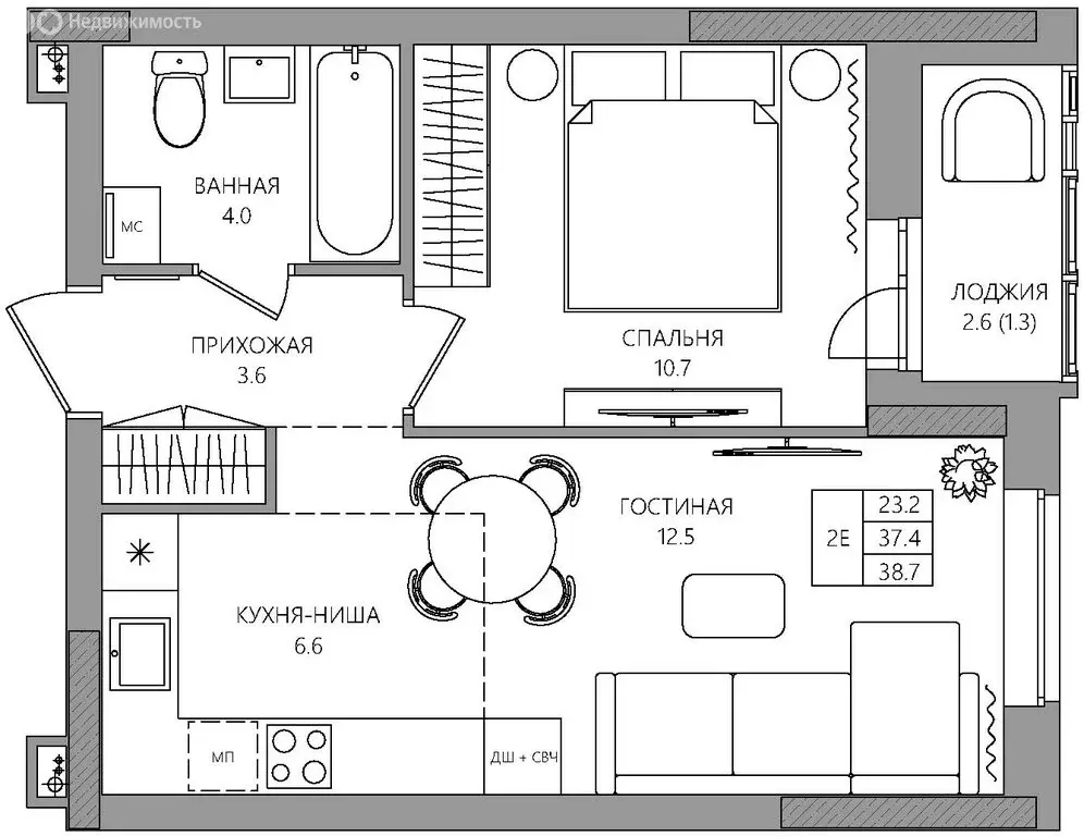 2-комнатная квартира: Пермь, Батумская улица, 21 (38.7 м) - Фото 1