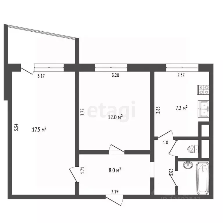 2-к кв. Крым, Симферополь ул. Марка Донского (48.2 м) - Фото 1