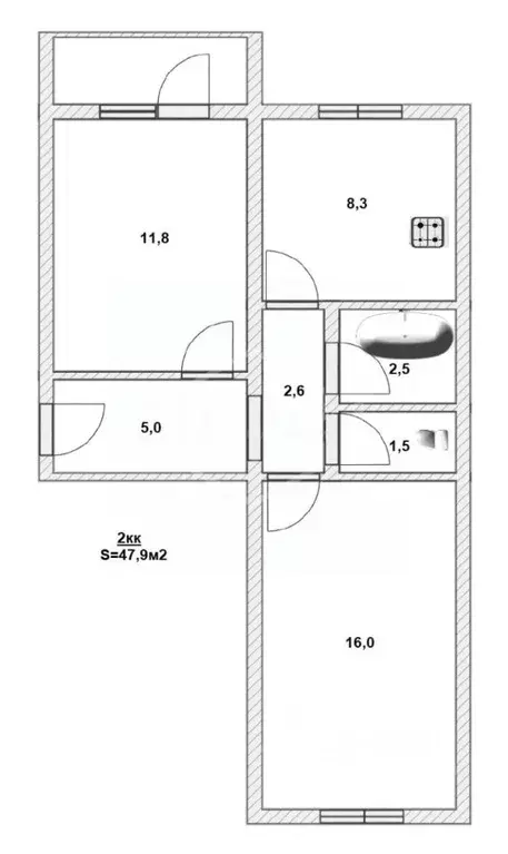 2-к кв. Калининградская область, Калининград Чкаловск мкр, ул. ... - Фото 2