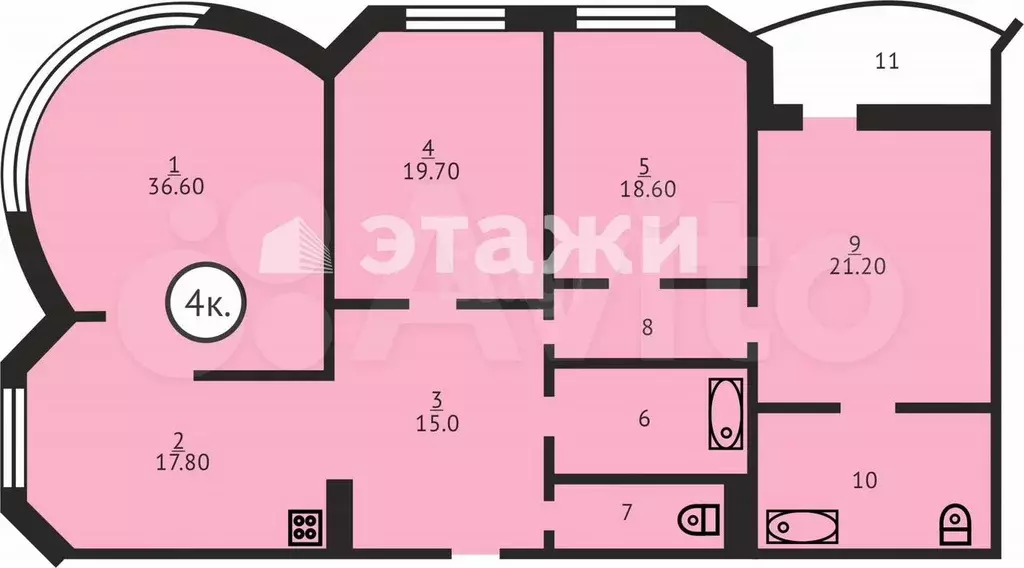 4-к. квартира, 127 м, 2/10 эт. - Фото 0