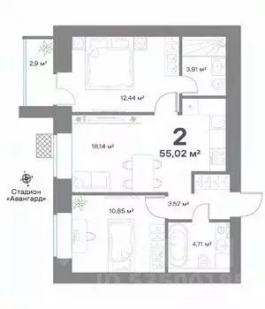 2-к кв. Нижегородская область, Выкса  (55.02 м) - Фото 0